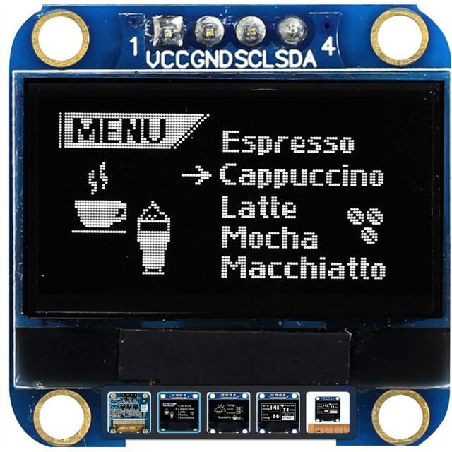 0.96" OLED Display (SSD1306, 128x64, I2C)