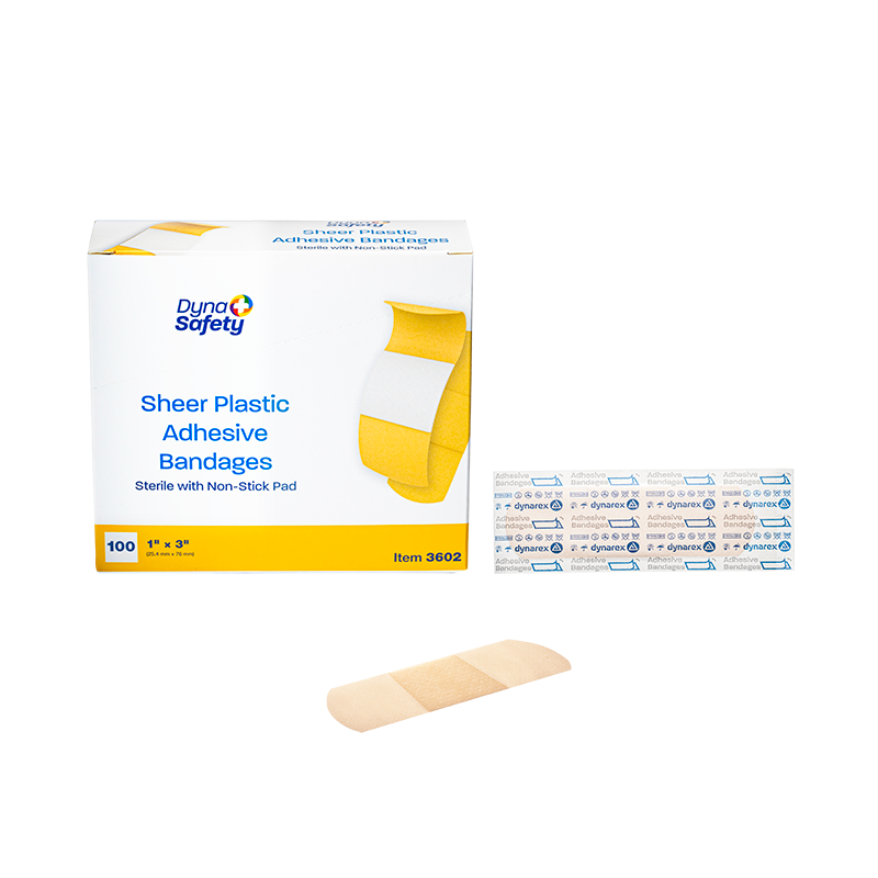 Official Dynarex 3602 Sheer Plastic Adhesive Bandages - Sterile product photo